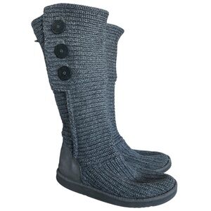 Y2K “UGG Australia” Grey Knitted Classic Cardy Button-up Boots